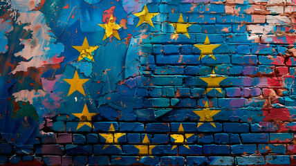 Street art of the European Union flag. 