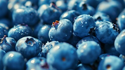 A Close-Up View of a Bunch of Vibrant Blueberries - Powered by Adobe