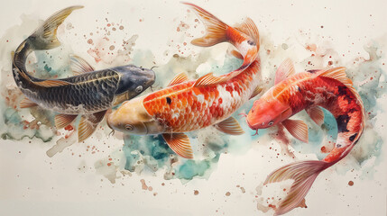 a work of koi fish painting