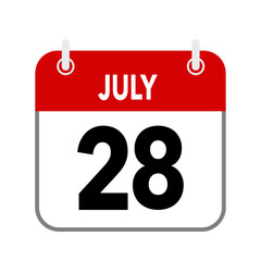 28 July, calendar date icon on white background