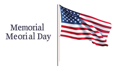 Remembrance Flag at Half Mast for Memorial Day Isolated on Transparent Background PNG.