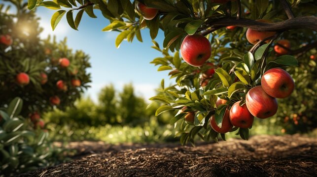 apples on a tree  high definition(hd) photographic creative image