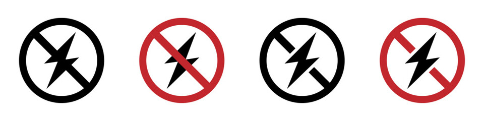 Electrical hazard sign with lightning vector icons - obrazy, fototapety, plakaty