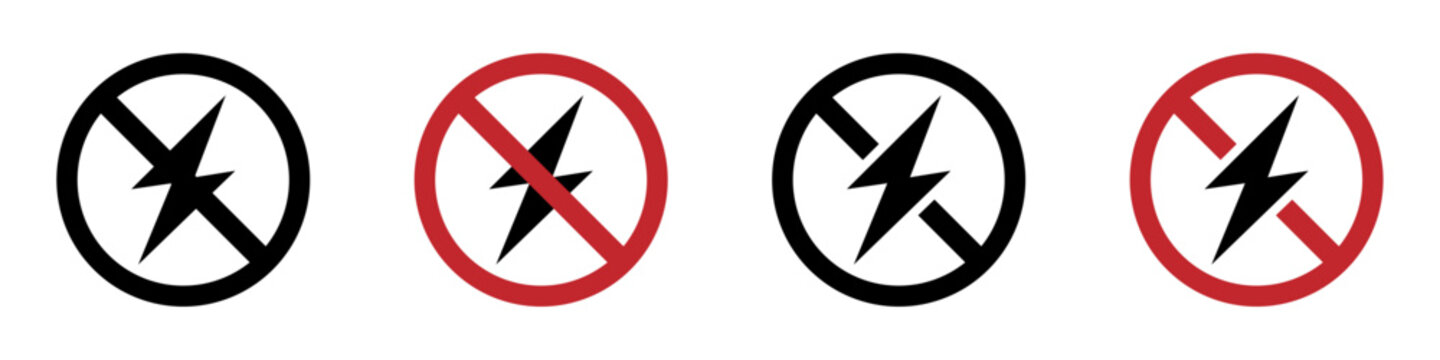 Electrical hazard sign with lightning vector icons