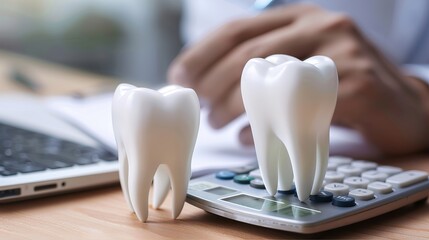 Close-Up of Tooth with Businessperson Calculating Bill