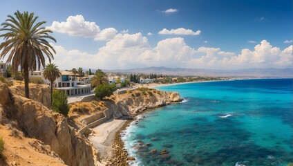 View of coastline of Cyprus - obrazy, fototapety, plakaty