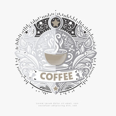 a coffee cup is in a circle with the words coffee shop on it.