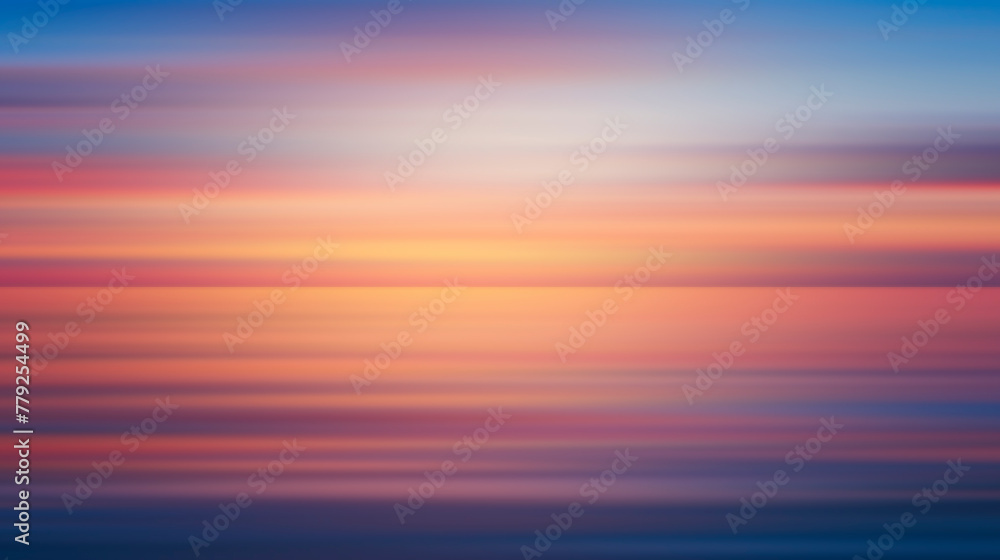Poster abstract sun is setting over the ocean, casting warm glow on water. the sky is filled with clouds, c