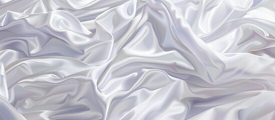 A detailed closeup of a soft white satin fabric with a luxurious sheen, perfect for elegant evening wear or bridal attire. The delicate texture resembles silk and has a subtle petal pattern