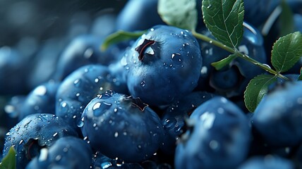 Juicy Delights: Showcasing Fresh Blueberries in a Bunch - obrazy, fototapety, plakaty