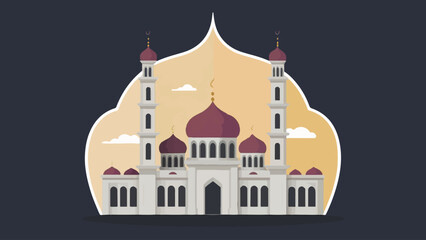 Iconic Mosque Logo: Infused with Islamic Design Against a White Canvas