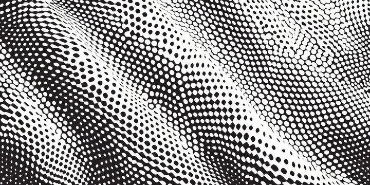 Black and white animal print pattern, seamless texture for design. Dotted dots in the form of reptile skin. 