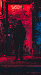 Graffiti Haven: Hushed Narratives from a Faceless Prowler Embodied in a Twilight Cityscape