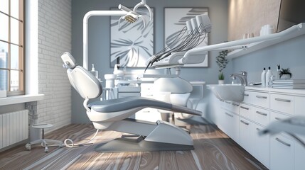 Modern Dentist Office Interior with New Chairs - obrazy, fototapety, plakaty