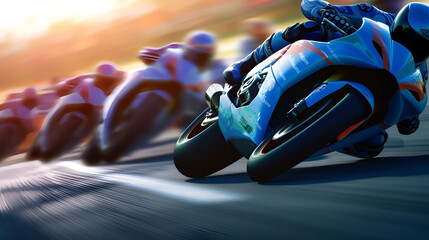 Thrilling Motorcycle Race with Modern Bikes and Motion Blur