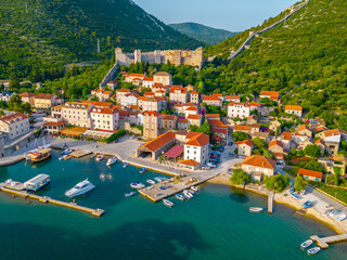 Fototapeta na wymiar Panorama view of Croatian town Mali Ston
