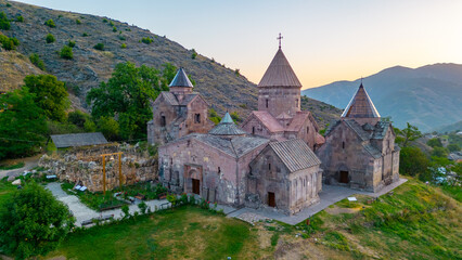 Sunrise view of Goshavank monastery in Armenia - obrazy, fototapety, plakaty