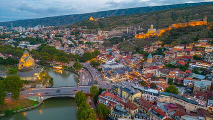 Sunset view of Narikala fortress in Tbilisi, Georgia © dudlajzov