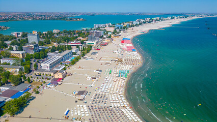 Panorama view of Mamaia beach in Romania