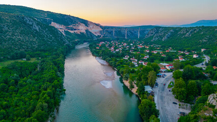 Panorama view of Neretva river valley in Bosnia and Herzegovina