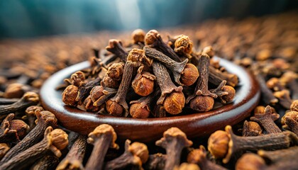 Obraz premium A close-up photograph capturing the intricate details of whole cloves arranged in a circular