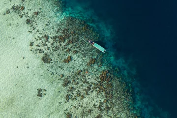 Gardinen Aerial view of snorkeling activities among a coral reef © WarnaDunia