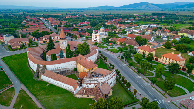 Sunset view of the Fortified Church in Prejmer, Romania
