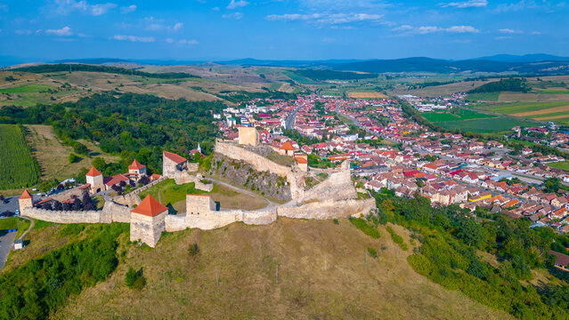 Panorama view of Rupea citadel in Romania