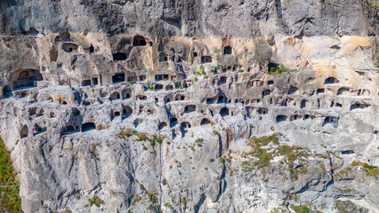 Panorama view of Vardzia caves in Georgia