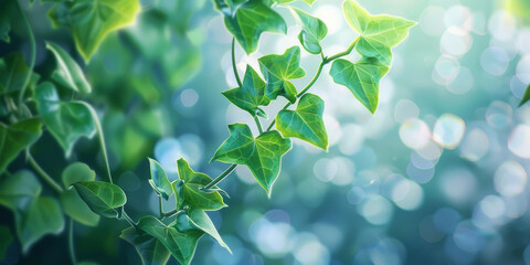Fototapeta na wymiar Ivy leaves bokeh, photorealistic