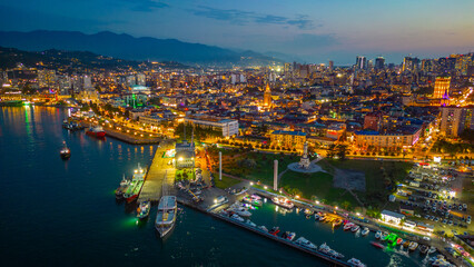 Sunset panorama of Batumi in Georgia