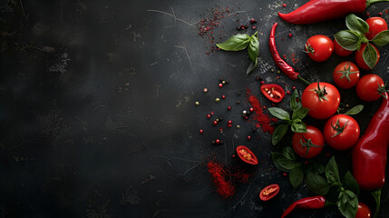 Passionate Flavor: Black Background with Vibrant Red Elements for Italian Sauce