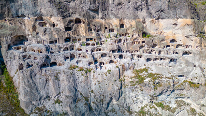 Panorama view of Vardzia caves in Georgia