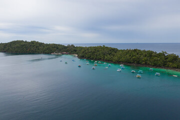 Aerial view of a beautiful tropical island in Indonesia