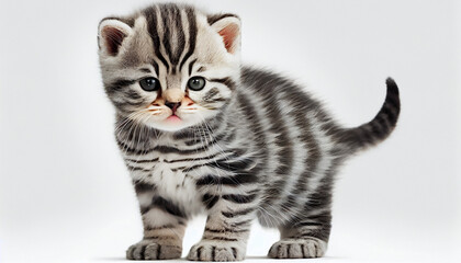 American Shorthair Cat Puppy on White Background