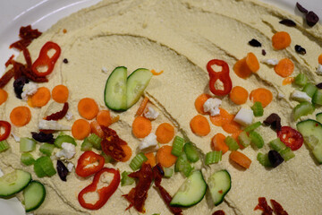 hummus vegetables on a plate