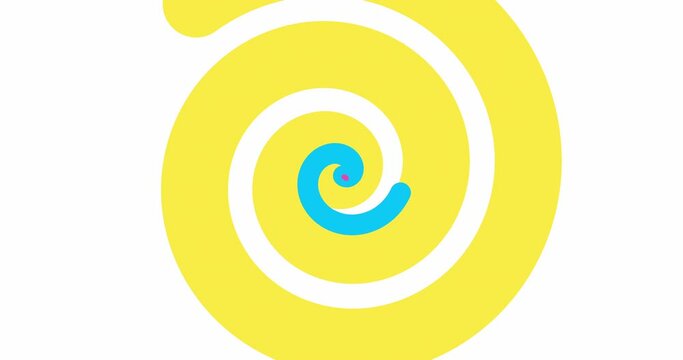 Abstract spiral transition, opener or ending. Loop circle geometric spiral transition on white background. 4K resolution animated transition.