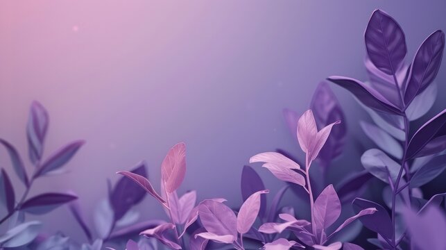 A captivating image featuring an array of purple leaves and plants, set against a gradient background that transitions from a soft purple to a muted violet