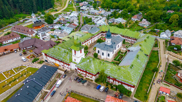 Agapia monastery during a cloudy day in Romania
