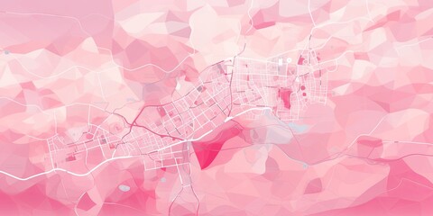 Pink and white pattern with a Pink background map lines sigths and pattern with topography sights in a city backdrop