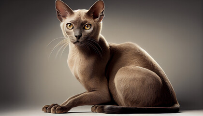 Burmese Cat Kitten on White Background