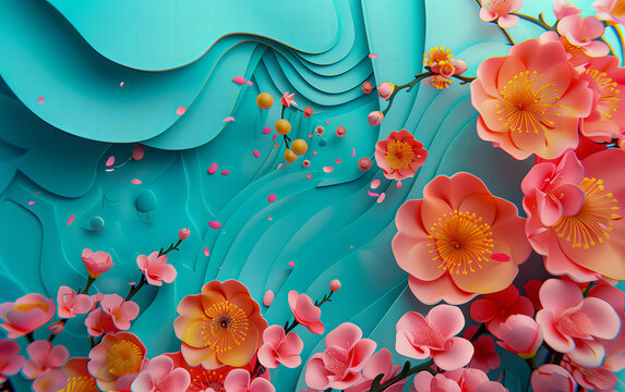 Abstract colourful 3D background. Generated using Midjourney AI (V6)