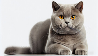 British Shorthair Cat Kitten on White Background