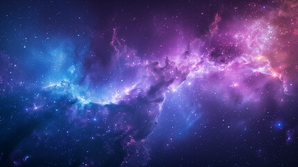 A beautiful, colorful galaxy with a purple cloud in the middle