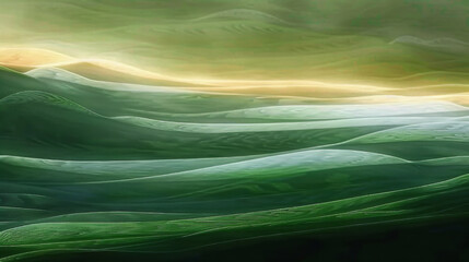 Green Chinese style scenery with slight soft undulations