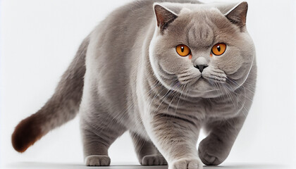 British Shorthair Cat Kitten on White Background