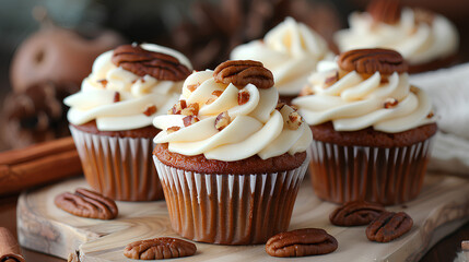  Candied pecan spiced cupcakes with cream cheese frosting and caramel