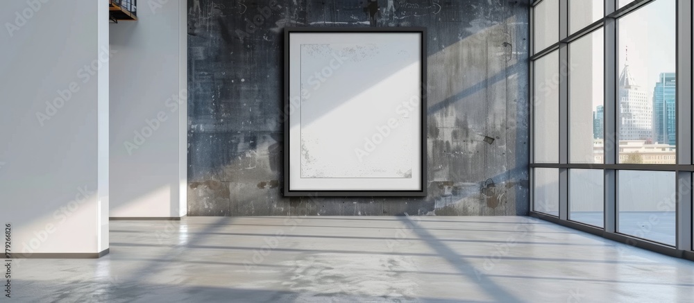 Aufkleber a close-up view of a single picture frame placed near a window inside a room, allowing natural light