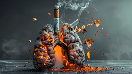 Visual illustration of smoking cessation as a primary method of lung cancer prevention - obrazy, fototapety, plakaty