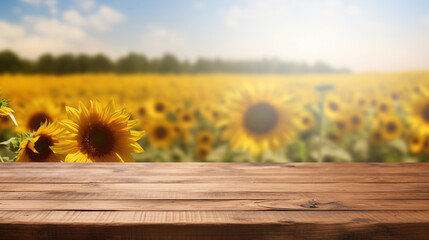 sunflowers on a wooden table